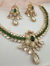 Kundan, Moissanite, MOP, CZ Flexible Gold necklace set, Indian Bridal Jewelry
