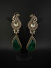 Kundan, CZ, Gold, Doublet Stone Chandelier Long Earrings, Bridal, Moissanite, CZ, Peacock Designer jewelry