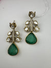 Designer inspired, Doublet stone uncut kundan and CZ chandbali Drop earrings, Indian Jewelry