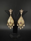 CZ and Gold, Mother of Pearl Chandelier Drop Earrings, Bridal, MOP Designer jewelry