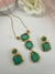 Doublet Stone Pendant Necklace Set with Matching Earrings, Brass CZ Jewelry