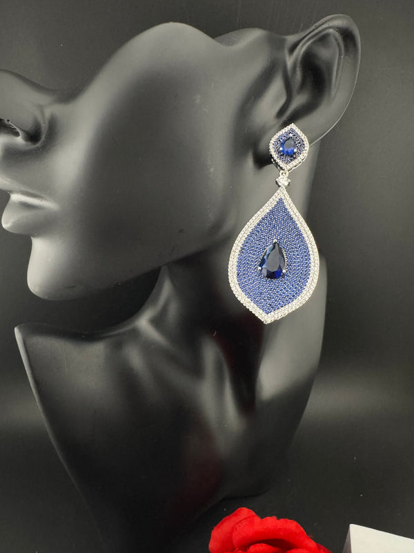 Premium Nano Setting of very fine Cubic Zirconia Dangle earrings in Evil eye style, designer Inspired Statement earring, Bridesmaid gift