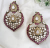 Amrapali inspired, Matt Gold with uncut kundan and CZ chandbali earrings