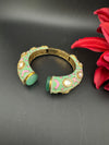 Moissanite Kundan, Enamel, CZ Adjustable Bracelet Bangle Kada, Gold Polish Designer Bangle