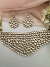 Kundan, Moissanite, CZFlexible Gold Bridal necklace set, Indian Bridal Jewelry