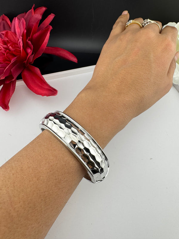Brushed finished Gold Chunky Cuff Bracelet Bangle, Anti Tarnish, fits sizes upto 2.6"