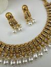 Rajwadi kundan Pearls Gold necklace set with earrings, Indian Bridal Jewelry set