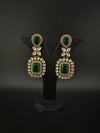Green and Gold Kundan, Stone Chandelier Drop Earrings, Bridal, Moissanite, CZ, Designer jewelry
