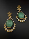 Kundan, CZ, Gold, Doublet Stone Chandelier Long Drop Earrings, Moissanite, CZ, Designer jewelry