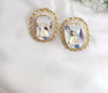 Gold Polish Crystal Stone Stud Earrings, All over Cubic Zirconia, AD, CZ, Indian Jewelry