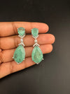 Cubic Zirconia, Diamond, Doublet stone, Silver Polish Designer inspired Dangle Drop earrings, Indian Jewelry
