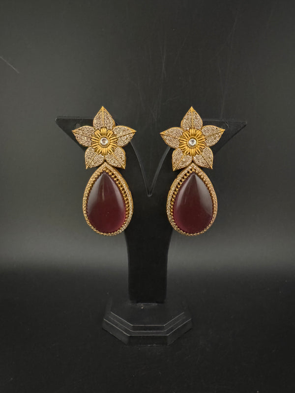 CZ and Gold, Doublet Stone Chandelier Drop Earrings, Bridal, Designer jewelry