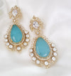 Tyani inspired, Shining Gold with kundan, doublet stone, CZ chandbali Drop earrings, Indian Jewelry