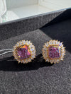 Gold Polish Crystal Stone Stud Earrings, Cubic Zirconia, AD, CZ, Indian Jewelry