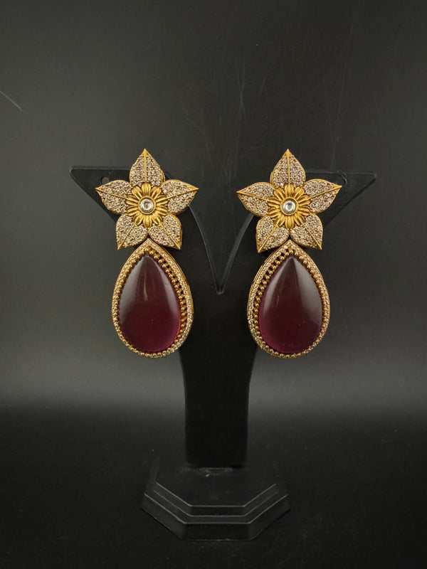 CZ and Gold, Doublet Stone Chandelier Drop Earrings, Bridal, Designer jewelry
