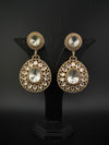 Golden Kundan, CZ, Chandbali Earrings, High shine, Bridal, Moissanite, Designer jewelry