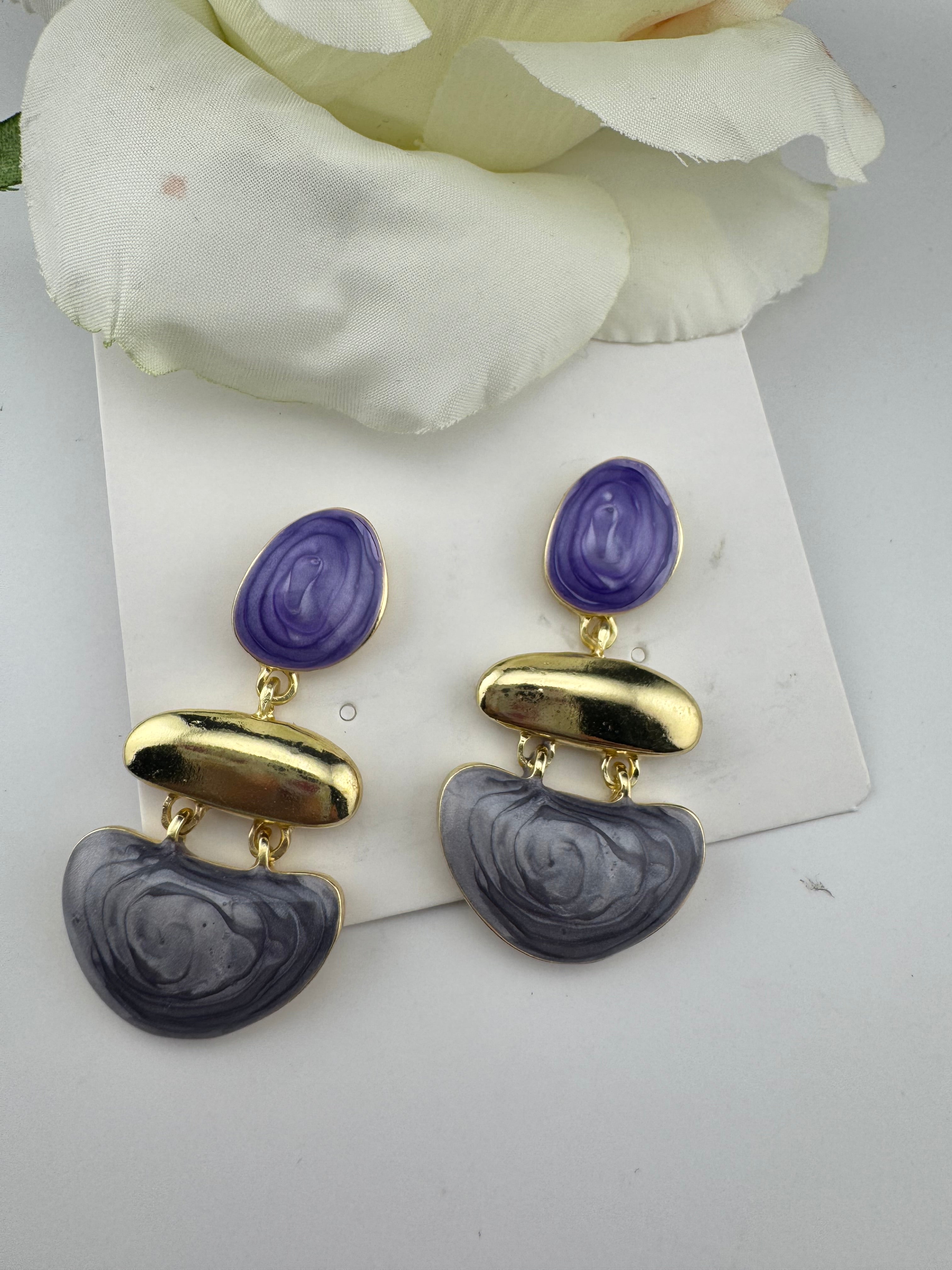 High Quality Premium Enamel and gold Designer Drop Earrings