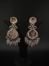 Pink and Gold, Doublet Stone Chandelier Drop Earrings, Bridal, CZ, Designer jewelry
