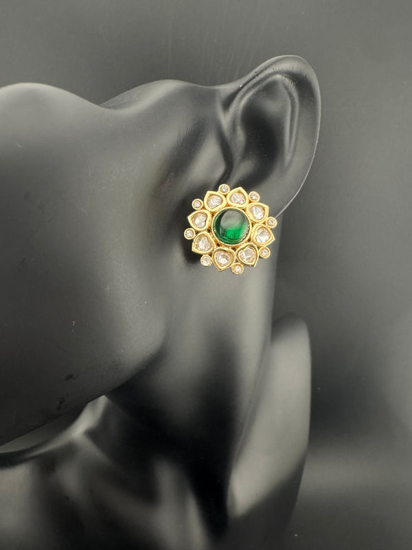 Kundan, cubic Zirconia, stones Stud Earrings, Tyaani Inspired Indian Jewelry