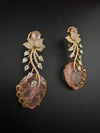 Pink and Gold, Doublet Stone Chandelier Drop Earrings, Bridal, CZ, Designer jewelry