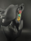 Matt Gold, stone Long Earrings, Multicolor, Bridesmaid Gift, Designer jewelry
