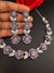 Nano Setting CZ Diamond Statement Necklace Set, White Gold Plated Choker set, nature inspired