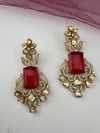 Gold with Doublet stone, kundan, cubic zirconia chandbali Drop earrings, Indian Jewelry