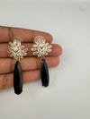 Cubic Zirconia, Diamond, Crystal stone, Gold Polish Designer inspired Dangle earrings, Indian Jewelry