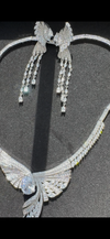 Swarovski Crystals and CZ Diamond all over Necklace Set, White Gold Plated set