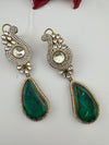 Kundan, CZ, Gold, Doublet Stone Chandelier Long Earrings, Bridal, Moissanite, CZ, Peacock Designer jewelry