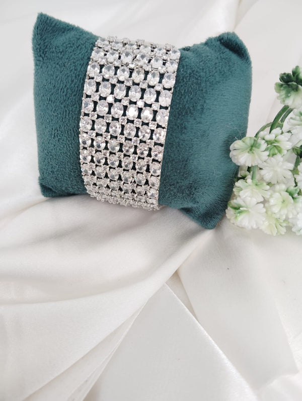 Openable Designer bracelet with American Diamonds, crystal stones, CZ, Fits size upto 2.6"
