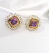 Gold Polish Crystal Stone Stud Earrings, Cubic Zirconia, AD, CZ, Indian Jewelry