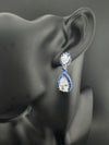 Swarovski inspired Cubic Zirconia, Diamond, channel setting Crystal stone, Silver Polish inspired Dangle Drop earrings, Indian Jewelry