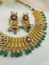 Rajwadi Gold necklace set with jhumka, in kundan and pearls, Indian Bridal Jewelry set