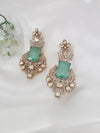Gold with Doublet stone, kundan, cubic zirconia chandbali Drop earrings, Indian Jewelry