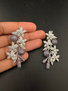 Cubic Zirconia, Diamond nano setting, flower, Victorian Dangle earrings, Indian Jewelry