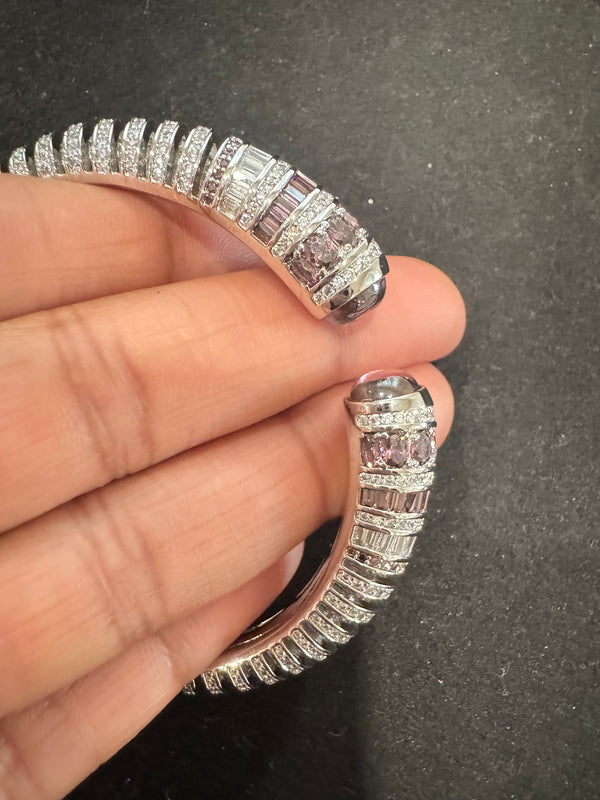 Openable Cuff bracelet with Stones, American Diamonds, crystal stones, CZ, Fits size upto 2.6"