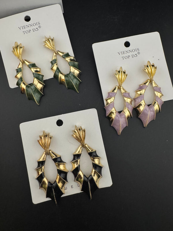 High Quality Premium Enamel and gold Designer Drop Earrings