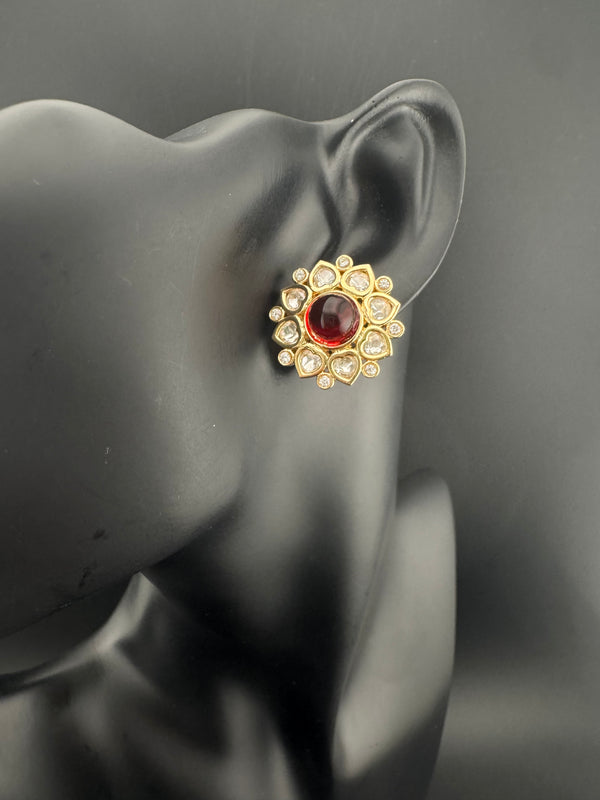 Kundan, cubic Zirconia, stones Stud Earrings, Tyaani Inspired Indian Jewelry