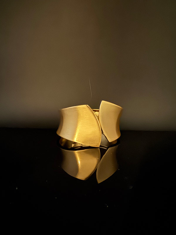 Brushed finished Gold Chunky Cuff Bracelet Bangle, Anti Tarnish, fits sizes upto 2.6"