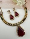 Stones, CZ/AD Gold Plated necklace set, Indian Bridal Jewelry set