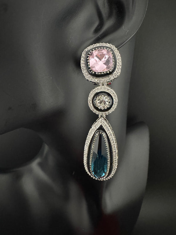 Premium cubic zirconia Crystal Long Drop Swarovski inspired designer Dangle Earrings/Indian earring/Bridal, Bridesmaid Gift
