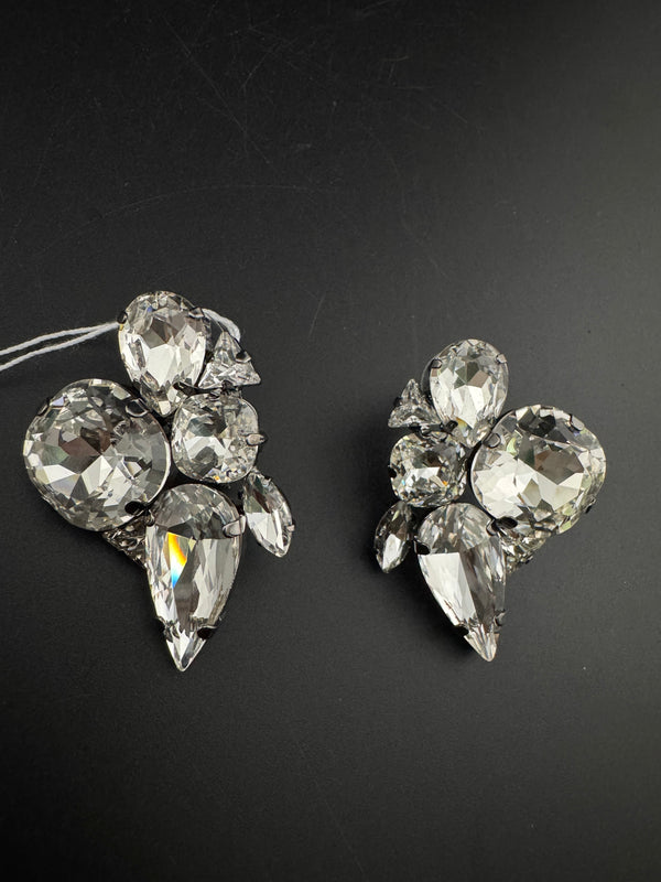 Crystals geometric shapes in unique setting Designer stud earrings, Indian Jewelry