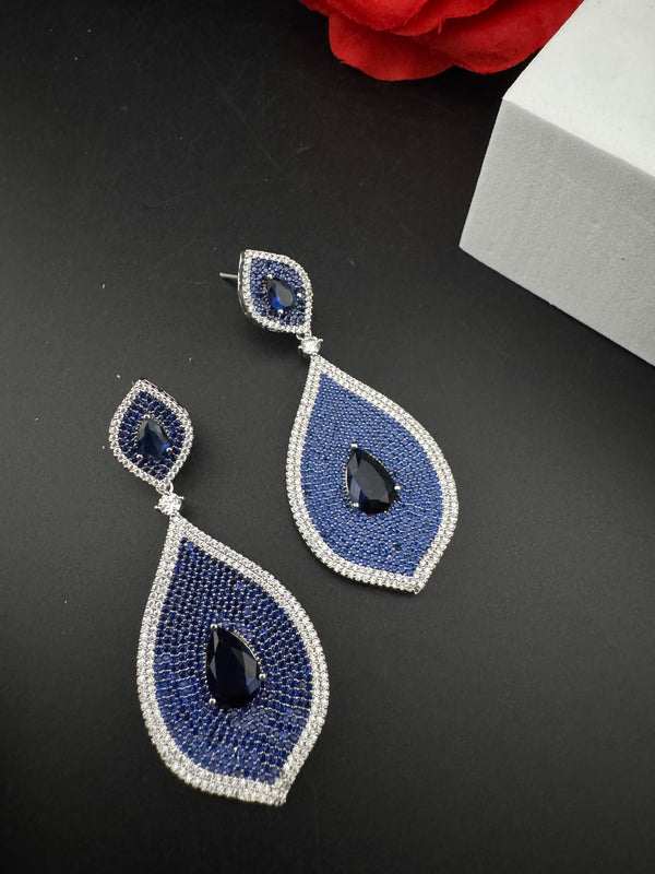 Premium Nano Setting of very fine Cubic Zirconia Dangle earrings in Evil eye style, designer Inspired Statement earring, Bridesmaid gift