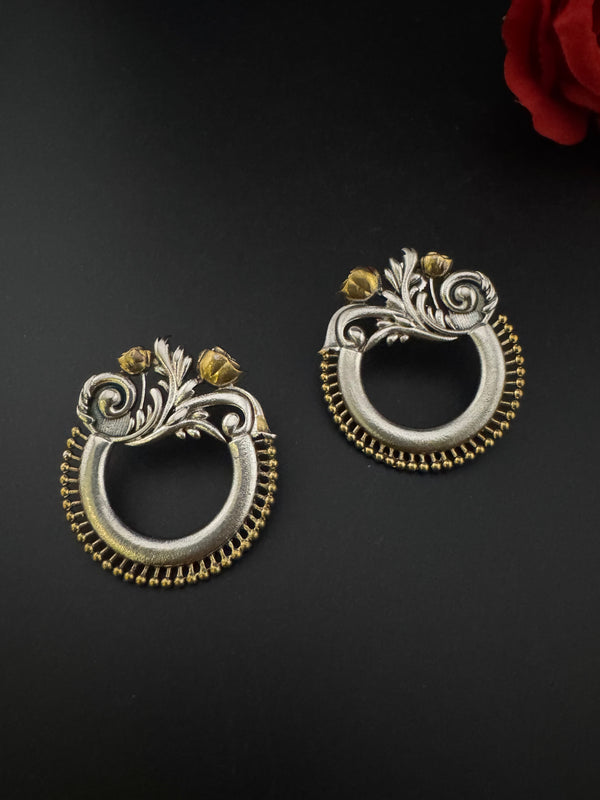 Oxidized Oversized Stud Earrings, Boho Ethnic Jewelry, designer jewelry