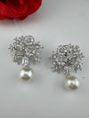 Cubic Zirconia, Diamond, pearls, Step cut crystal Dangle Drop earrings, Indian Jewelry