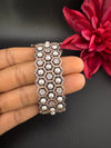 Openable Designer bracelet with Pearls, crystal stones, CZ Nano setting, Fits size upto 2.6"