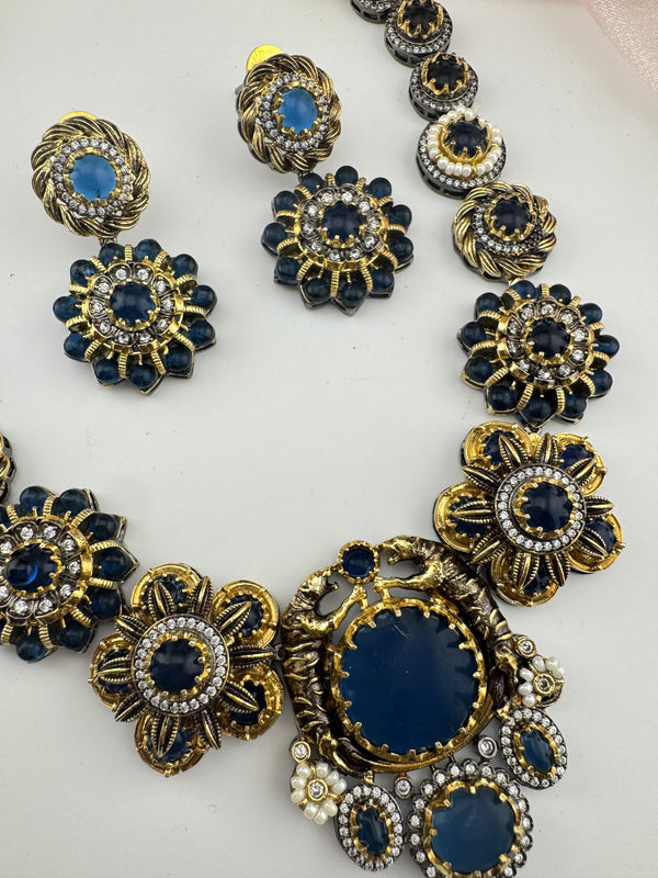 Pearl, CZ,Stones Sabyasachi inspired necklace set, Indian Bridal Jewelry set