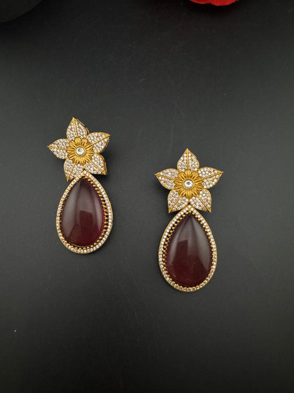 CZ and Gold, Doublet Stone Chandelier Drop Earrings, Bridal, Designer jewelry