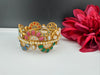 Kundan, CZ, colorful stones Bracelet Bangle, Gold Polish Bangle (Fits 2.6" Diameter)